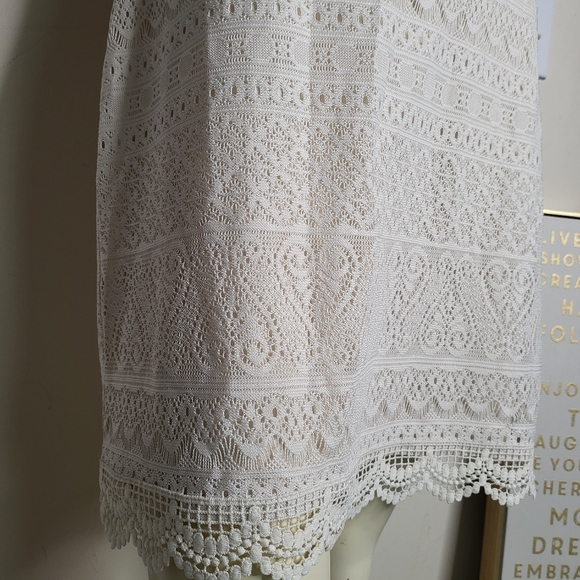London Times Ivory Lace Crochet Mini Dress Women's Size 4 - Picture 5 of 8